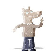 cartoon happy wolf man N2
