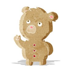 cartoon waving teddy bear N15