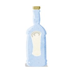 cartoon letter in a bottle