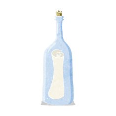cartoon letter in a bottle N2