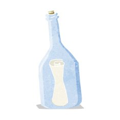 cartoon letter in a bottle N3