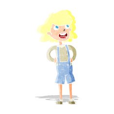 cartoon woma in dungarees