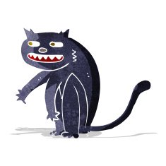 cartoon black cat N31