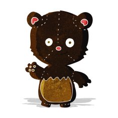 cartoon little black bear waving