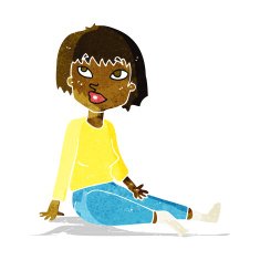 cartoon woman sitting on floor N2