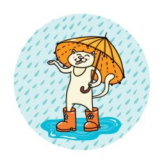 vector cat rain autumn N3