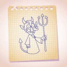 Devil character note paper sketch