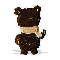cartoon waving black bear N2