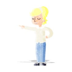 cartoon friendly woman pointing