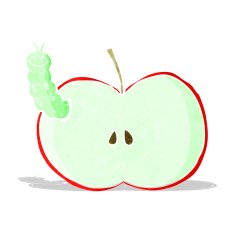 cartoon bug eating apple N2