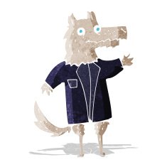 cartoon wolf businessman