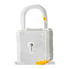 cartoon rusty lock