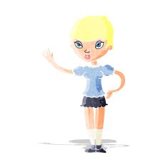 Cartoon Woman Waving N32