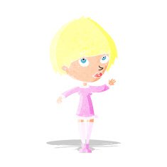 Cartoon Woman Waving N33