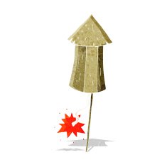 cartoon old wood rocket
