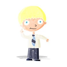 cartoon school boy with idea N6