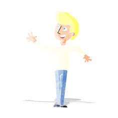 Cartoon Man Waving N9