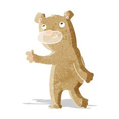 cartoon happy waving bear