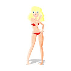 cartoon pretty woman in bikini