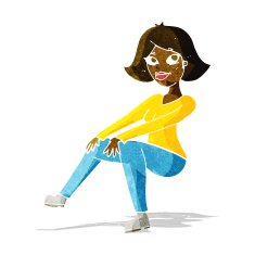 cartoon happy woman sitting N3