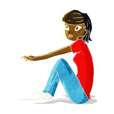 cartoon pretty girl sitting N2