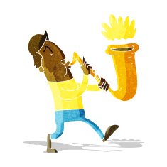 cartoon man blowing saxophone N2