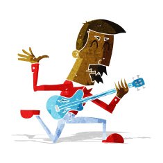 cartoon man playing electric guitar N3
