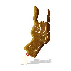 cartoon hand making rock symbol