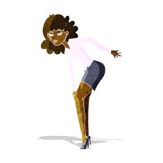 cartoon annoyed woman rubbing knee N2