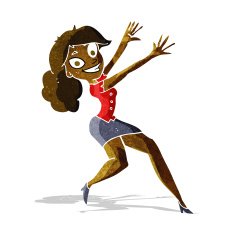 cartoon happy woman jumping N2