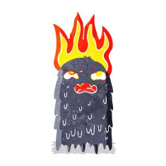 burning cartoon ghost