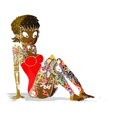 cartoon tattoo girl in swimsuit N2