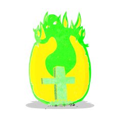 cartoon ghost rising from grave N14