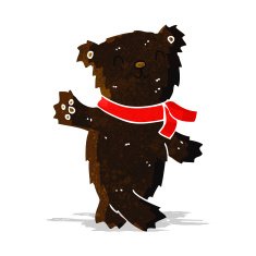 cartoon waving teddy black bear