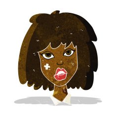 cartoon woman with bruised face N2