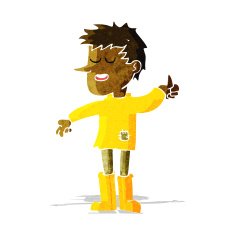 cartoon poor boy with positive attitude N2