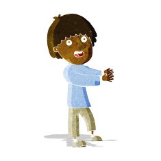 cartoon happy man showing N2