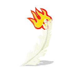 cartoon burning feather