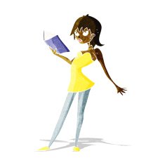 cartoon woman reading book N2