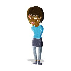 cartoon woman with plaster on face N3