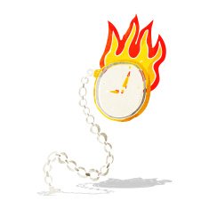 cartoon flaming watch