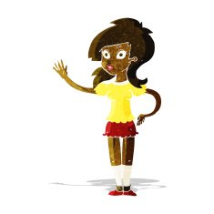 cartoon pretty woman waving for attention N2
