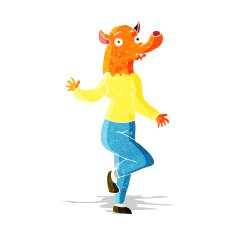 cartoon dancing fox woman