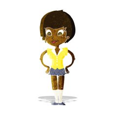 cartoon pretty woman with hands on hips N3