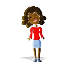 cartoon woman shrugging shoulders N50
