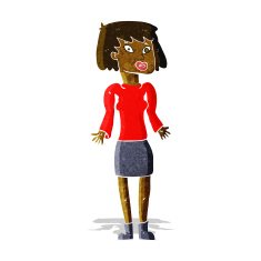 cartoon woman shrugging shoulders N51