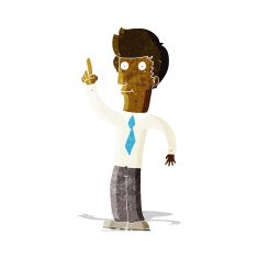 cartoon friendly man with idea N2