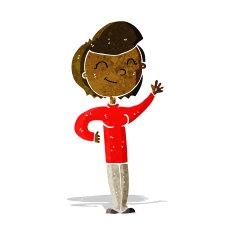 cartoon friendly waving woman N2