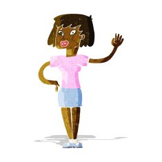 Cartoon Woman Waving N38