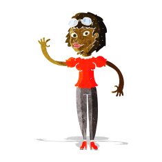cartoon pilot woman waving N2